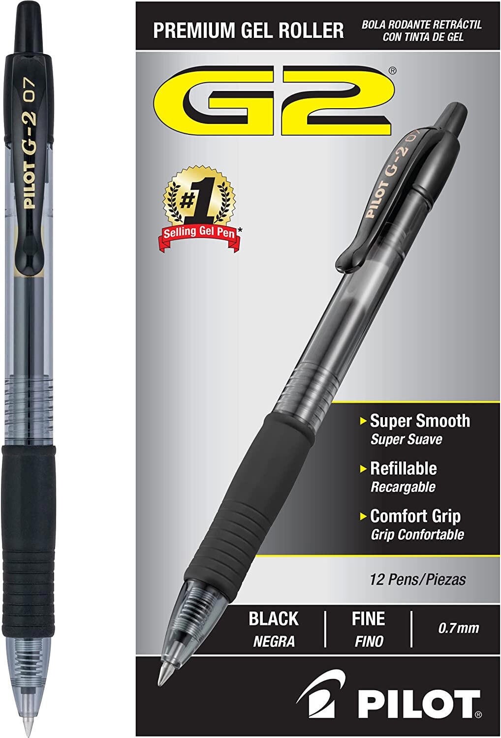Pilot G2 Retractable Gel Ink Pens Fine Point Black 0.7mm 20 Count FREE SHIPPING