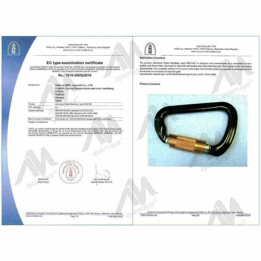 30KN Aluminum Rock Climbing Screwgate Locking Carabiner Large D Shape Clip Hook