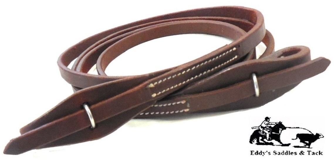 Quick Connect Oiled Roping Rein 1/2" x 8' Super Soft Harness Leather Eddy's Tack
