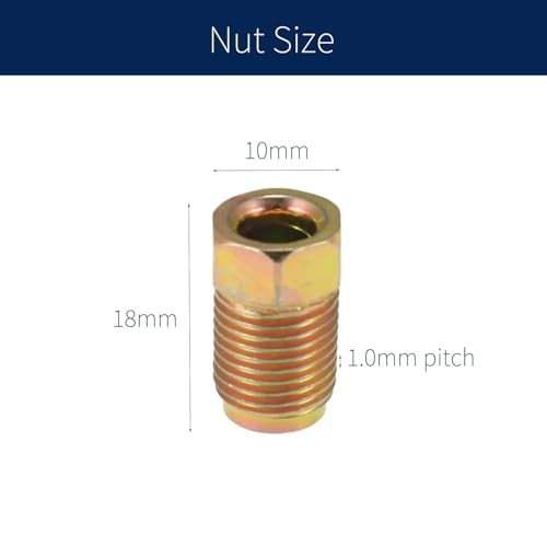 10 Pcs M10 x 1.0 Metric Thread Brake Line Fittings for 3/16" Tube, 10 x 1.0 mm