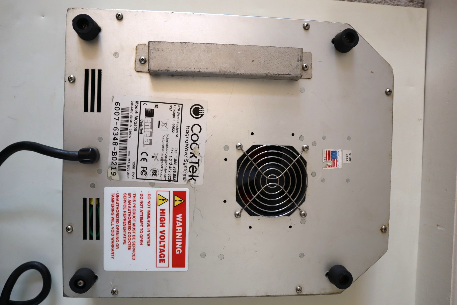 Cooktek MC2500 induction cooktop 208-240V