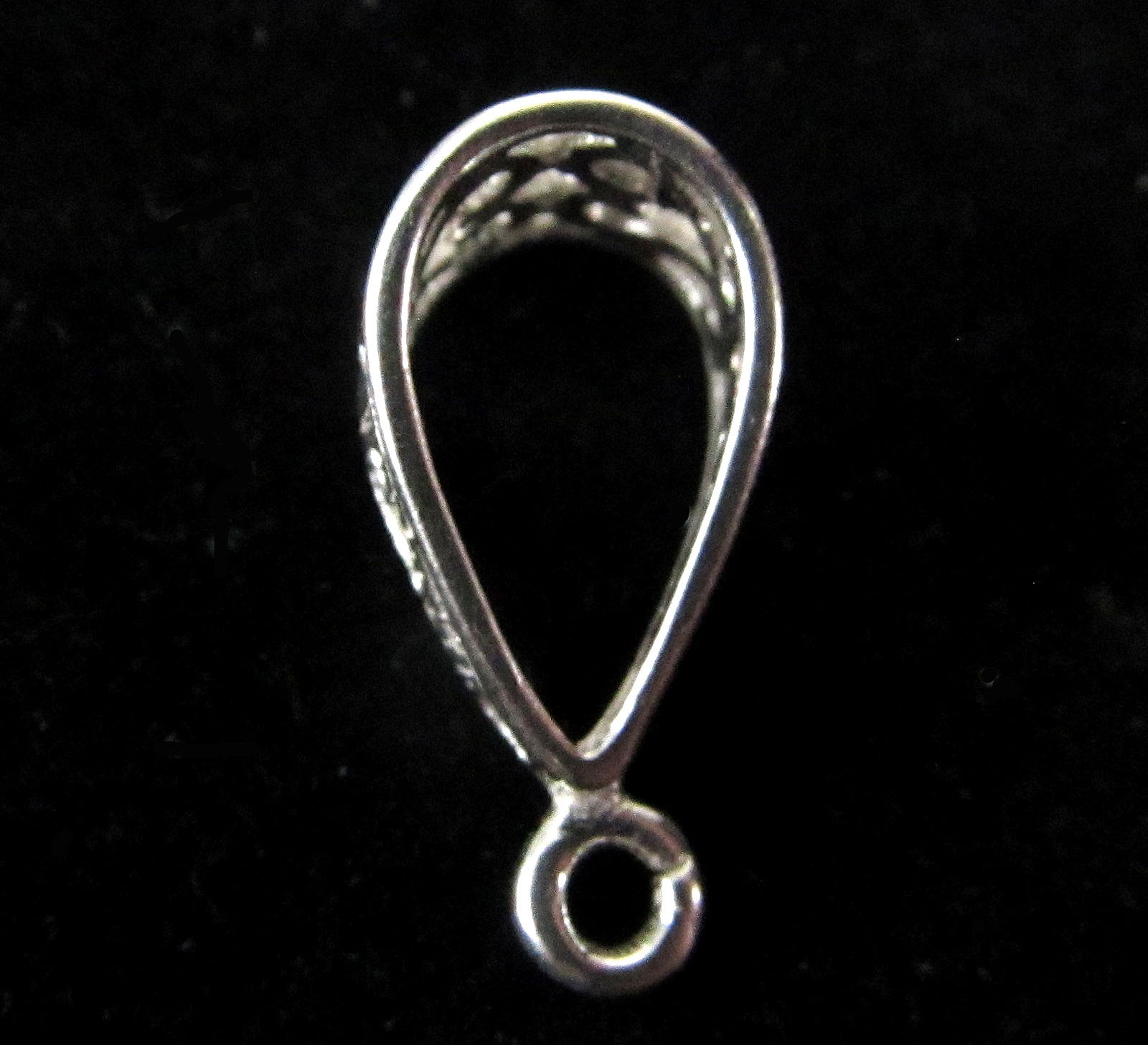 Bail Large Sterling Silver Filigree Outside 19mm x 9mm, Inside 12.1mm x 7.2mm