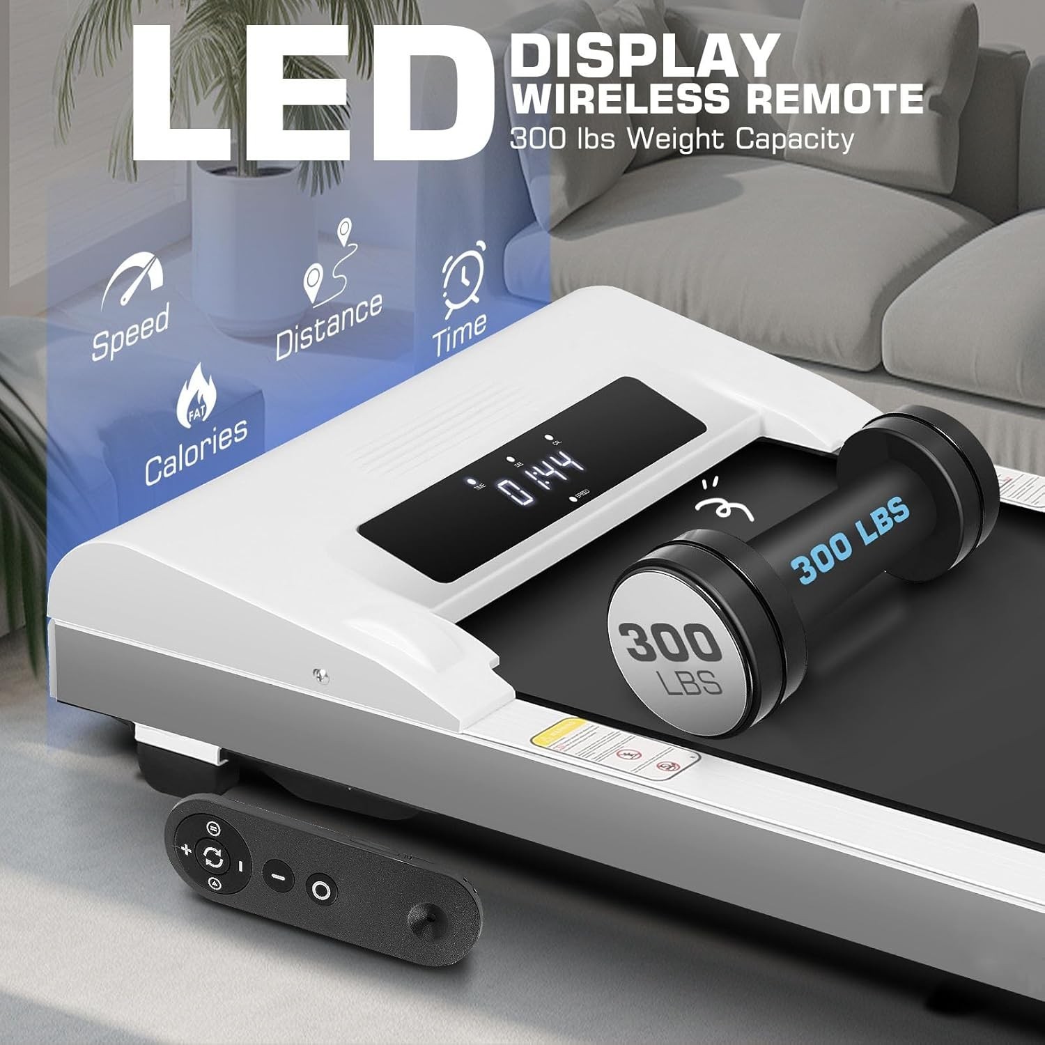 Treadmills for Home 300 lbs Weight Capacit,Smart Treadmill with LED Display