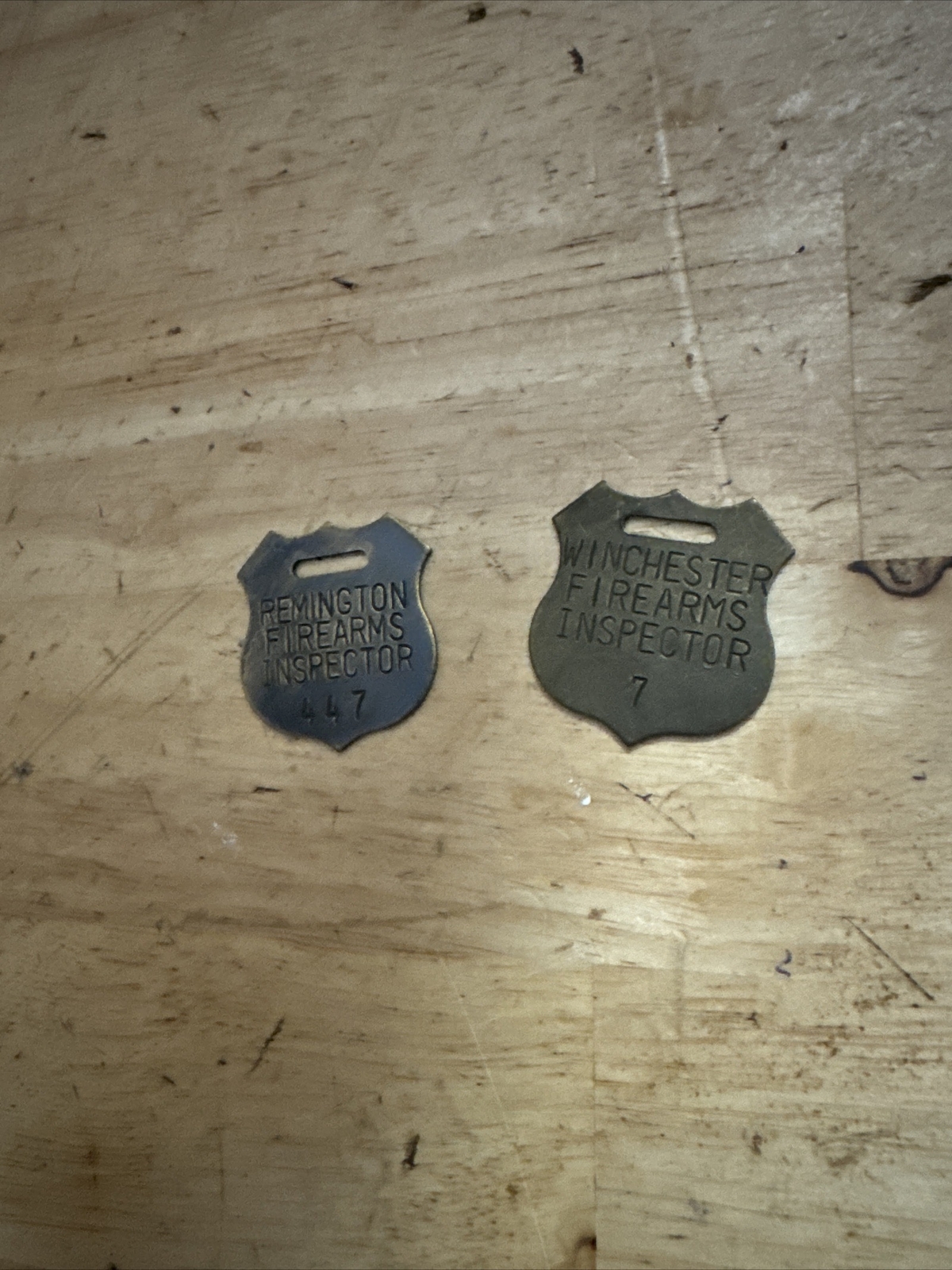 Remington Winchester Firearm Gunsmith Inspector Tag Set Collector METAL BLEMISH