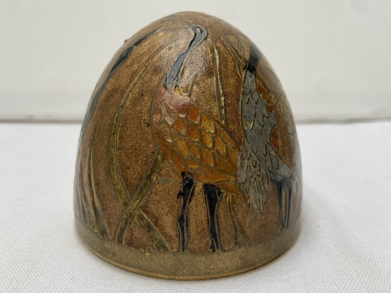 Solid Brass Egg & Stand Cloisonne Painted Trinket Box Ornate Enamel India Birds