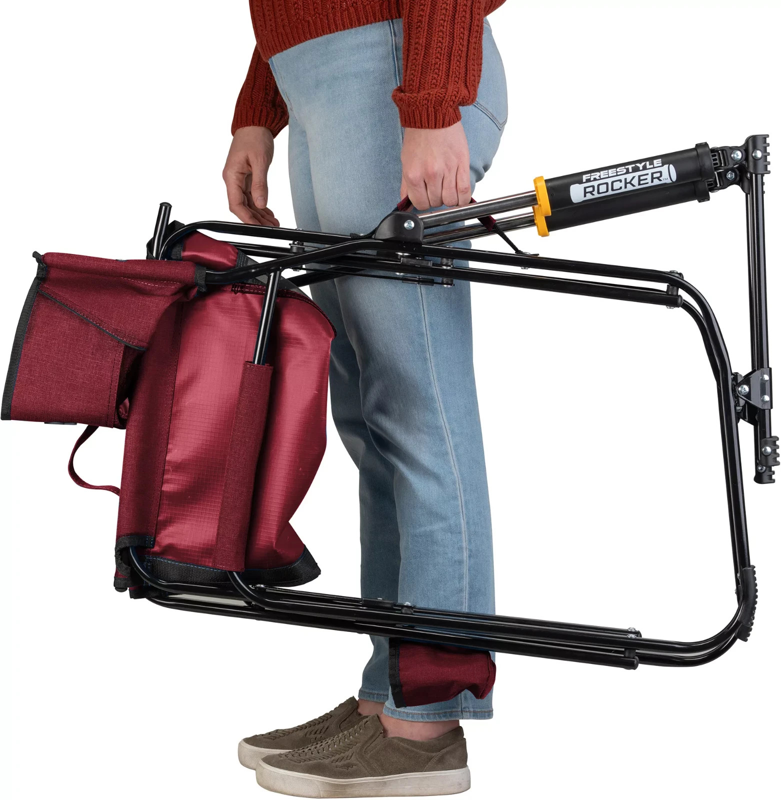 GCI Outdoor Freestyle Rocker Mesh Chair Color: Heathered Red/Black