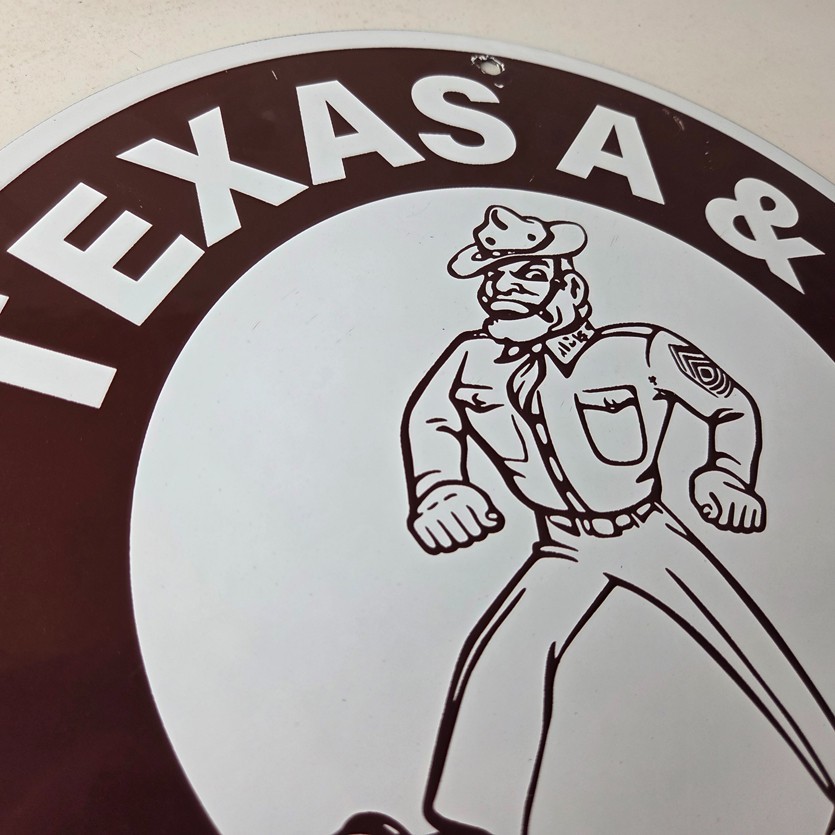 Vintage Texas A&M Sign - College Football Aggies Gas Service Pump Porcelain Sign
