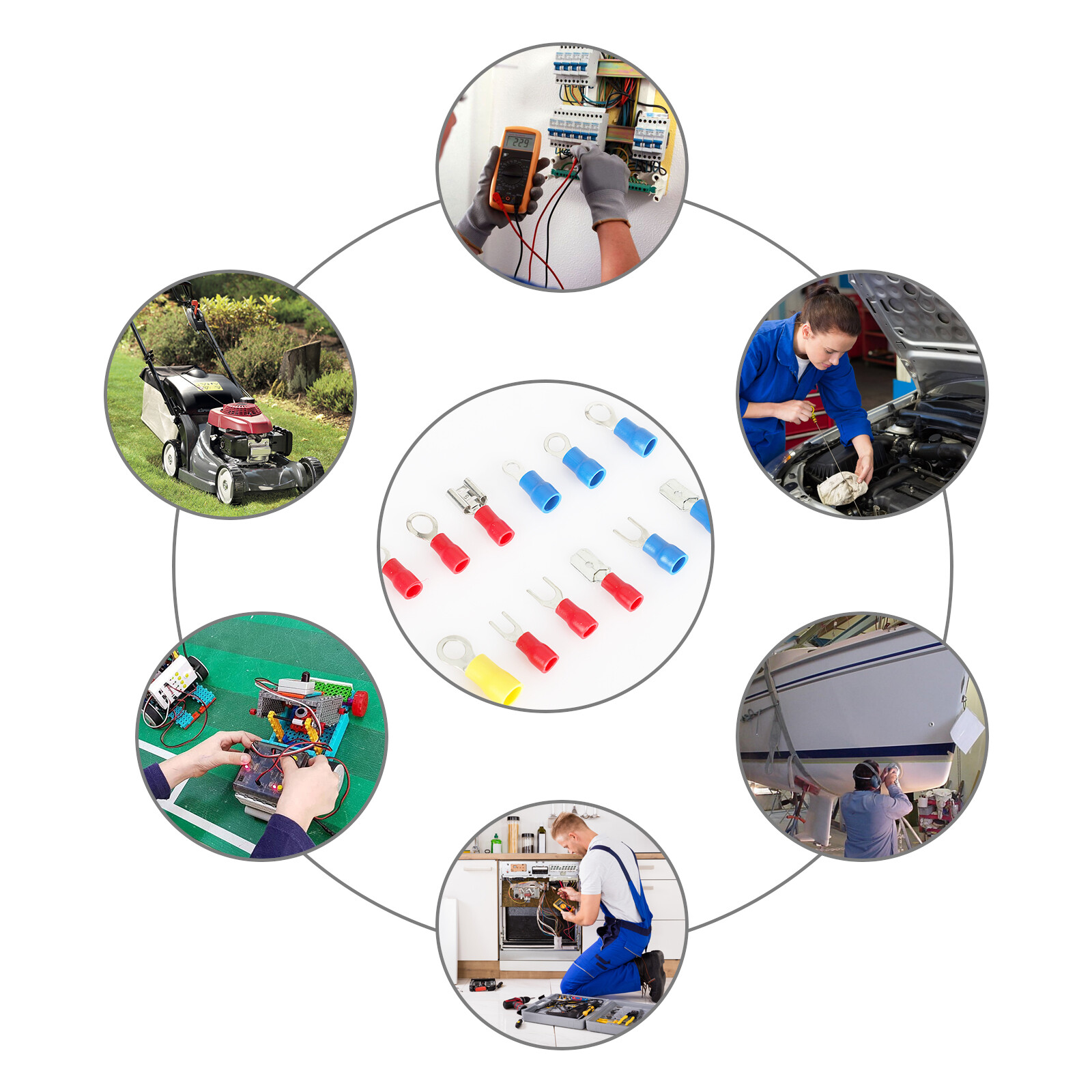 300PCS Insulated Electrical Wire Terminal Ring Splice Spade Crimp Connector Kit