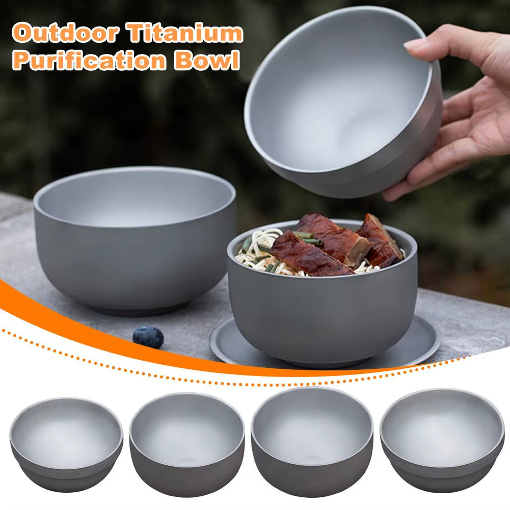 Titanium Portable Multi-Functional Double Layer Anti-Scald Camping Bowl