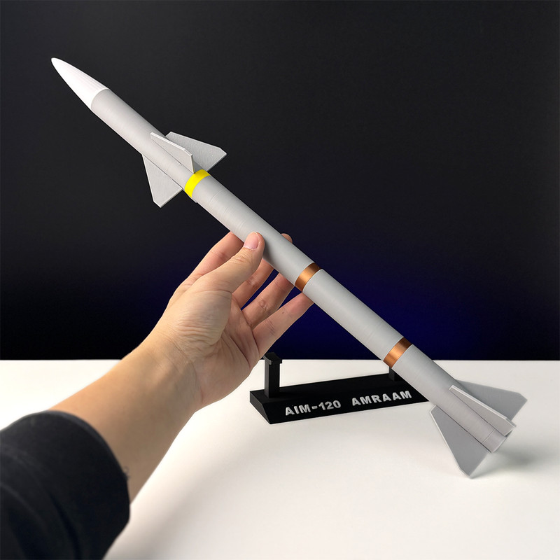1:8 US Raytheon AIM-120 AMRAAM Missile Model 45cm 3D Printed Military Collection