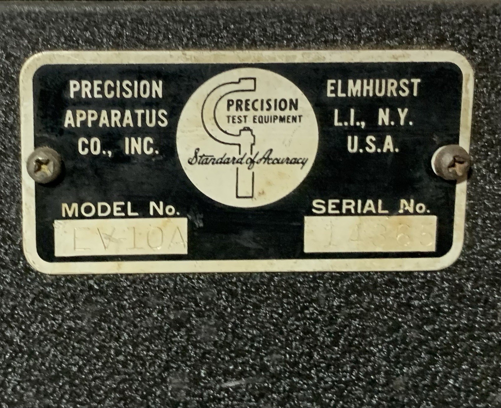 1955 Vintage Precision Apparatus Vacuum Tube Multi- Range Tester Series EV-10A 