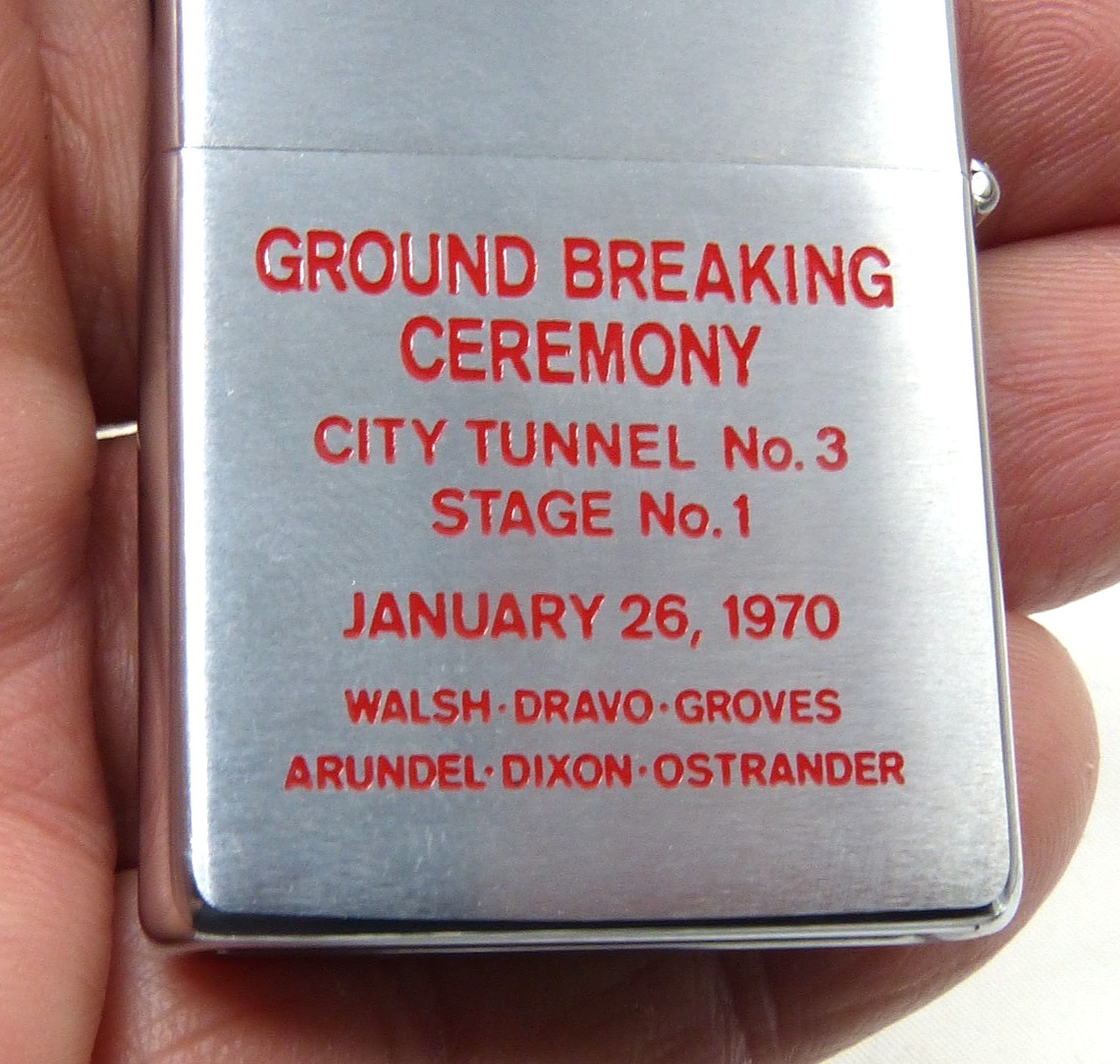 Vintage Unfired 1969 Zippo Lighter Ground Breaking NYC Water Tunnel No 3 1970