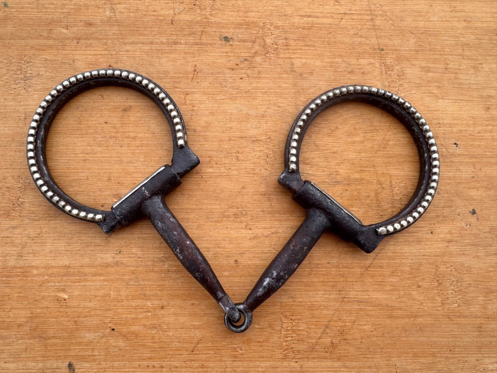 Vintage Handmade Silver Mounted & Beaded CHARLES WILHELM Western Snaffle Bit