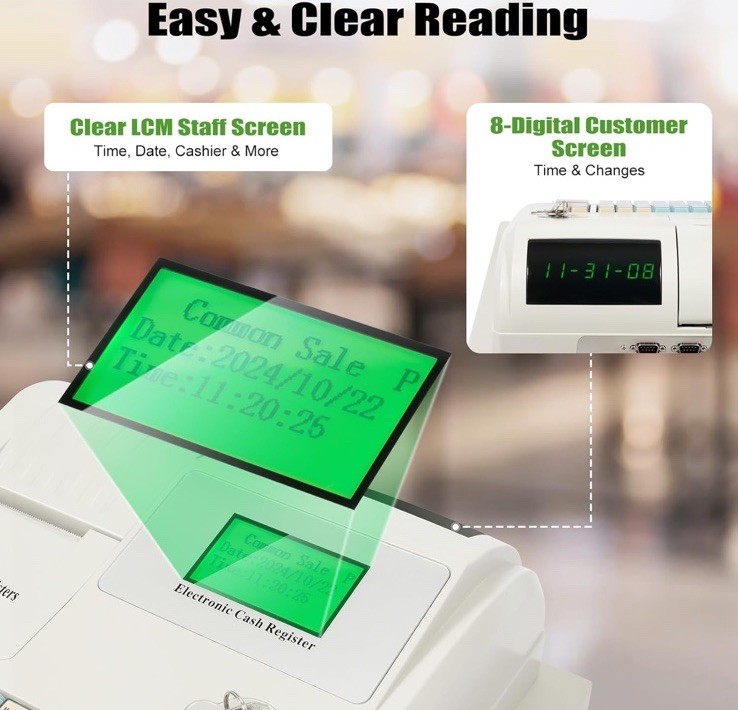 NEW Electronic Cash Register 48 Keys Cash Management System with Thermal Printer