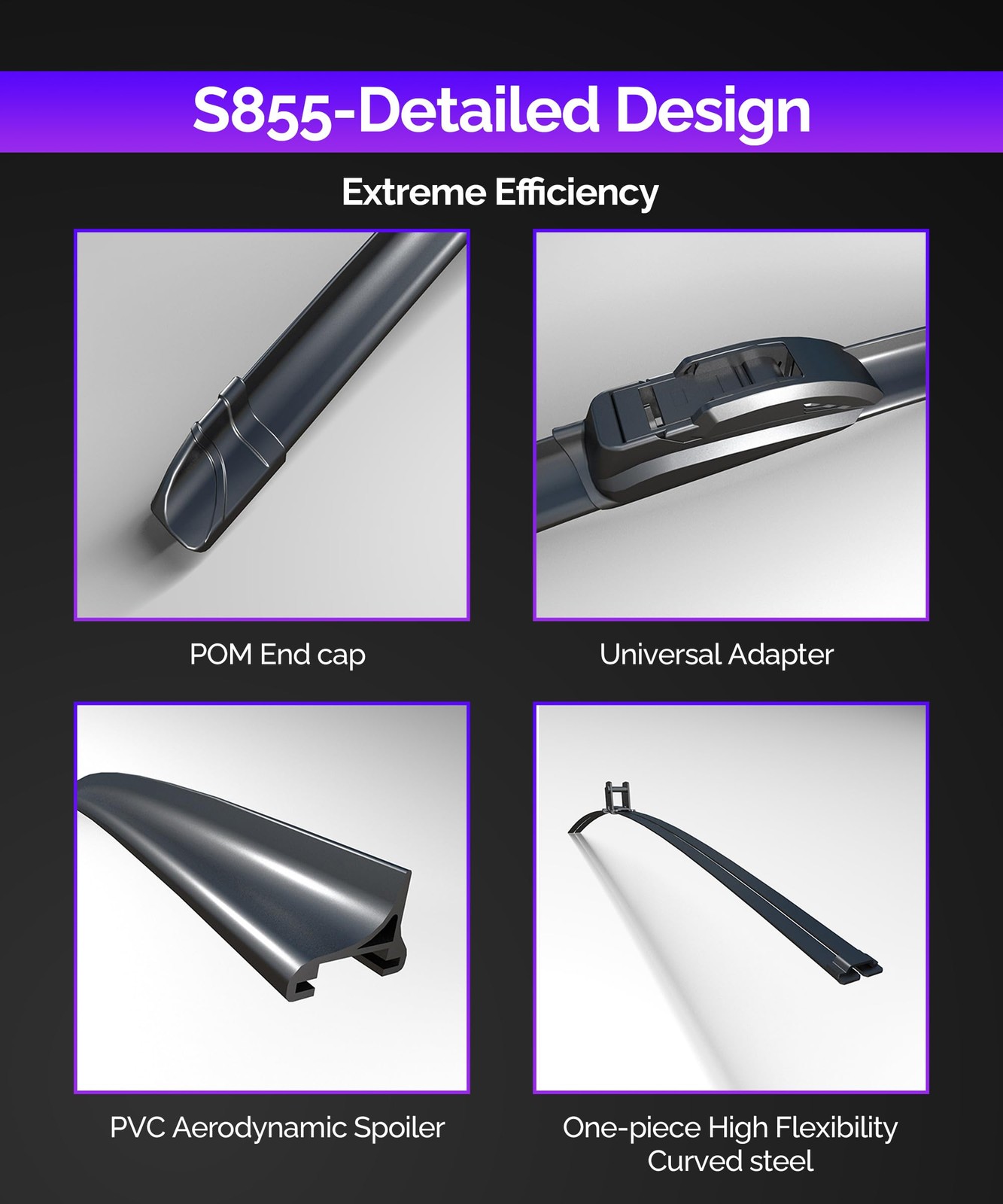 OEM QUALITY Premium All-Season Windshield Wiper Blades,Pack of 2