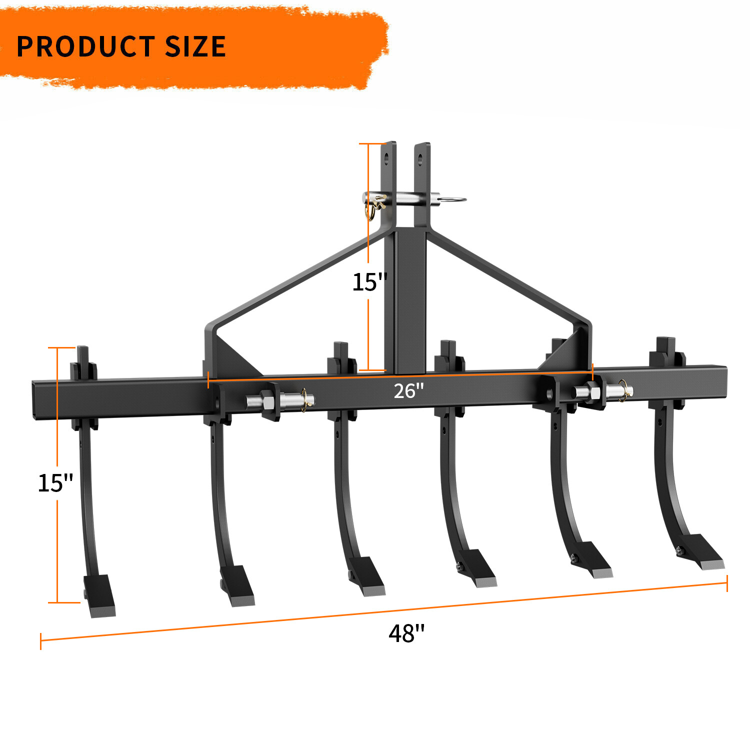 Chisel Plow Scarifier Detachable Cultivator W/6 Shanks for CAT-0 and CAT-1