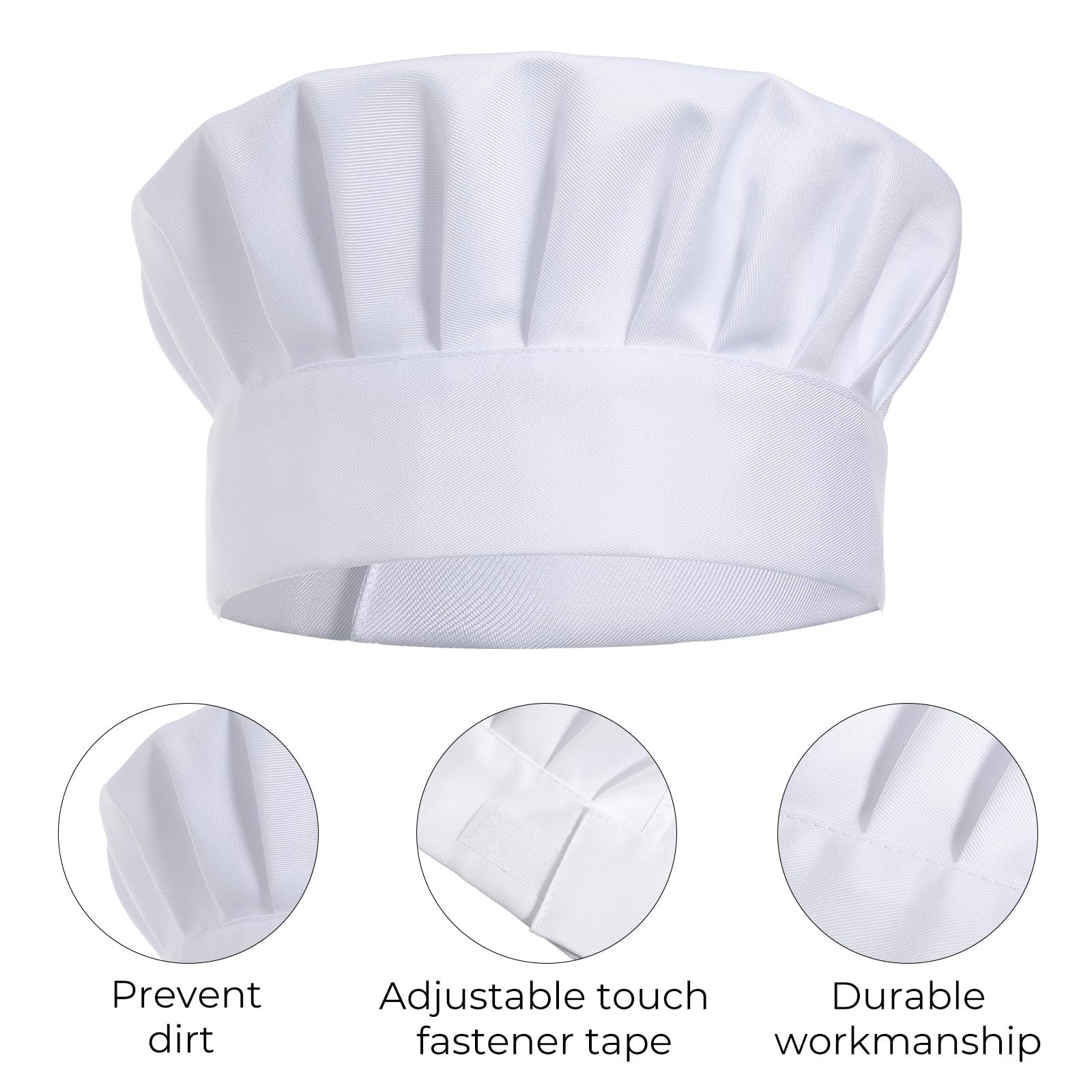 4 Pack Kids Chef Hats Adjustable Elastic White Chef Cap Set