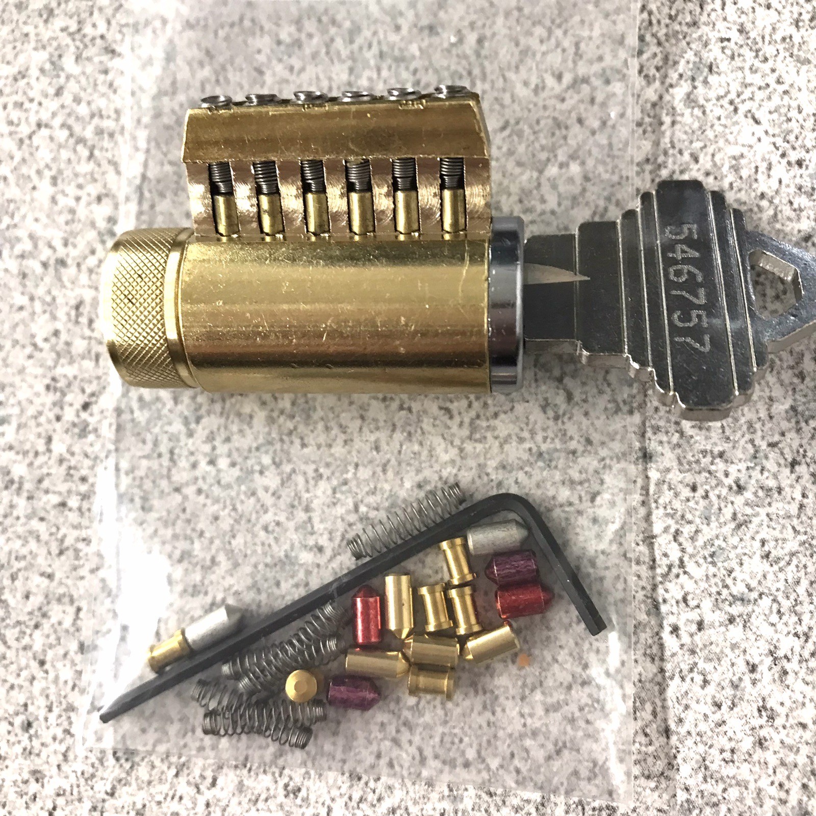 Rekeyable Cutaway Practice Lock 6 Pin Schlage Keyway With Spool-Serrated Pins