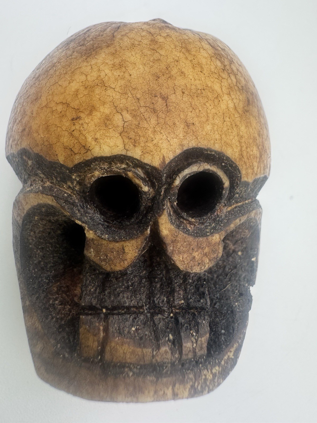 Oddity Hand Carved Tibetan Style Skull Bead Pendant Amulet Charm 2.5”