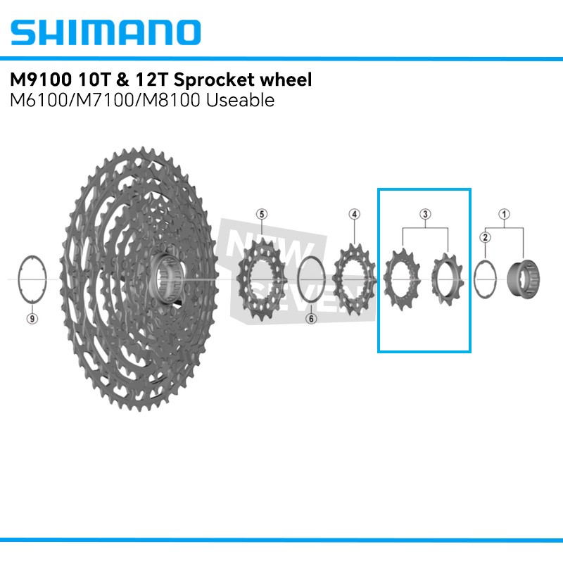 SHIMANO M9100 10T&12T 12s Sprocket Wheel Cog Set CS-M8100/M7100/M6100 Y1X498030