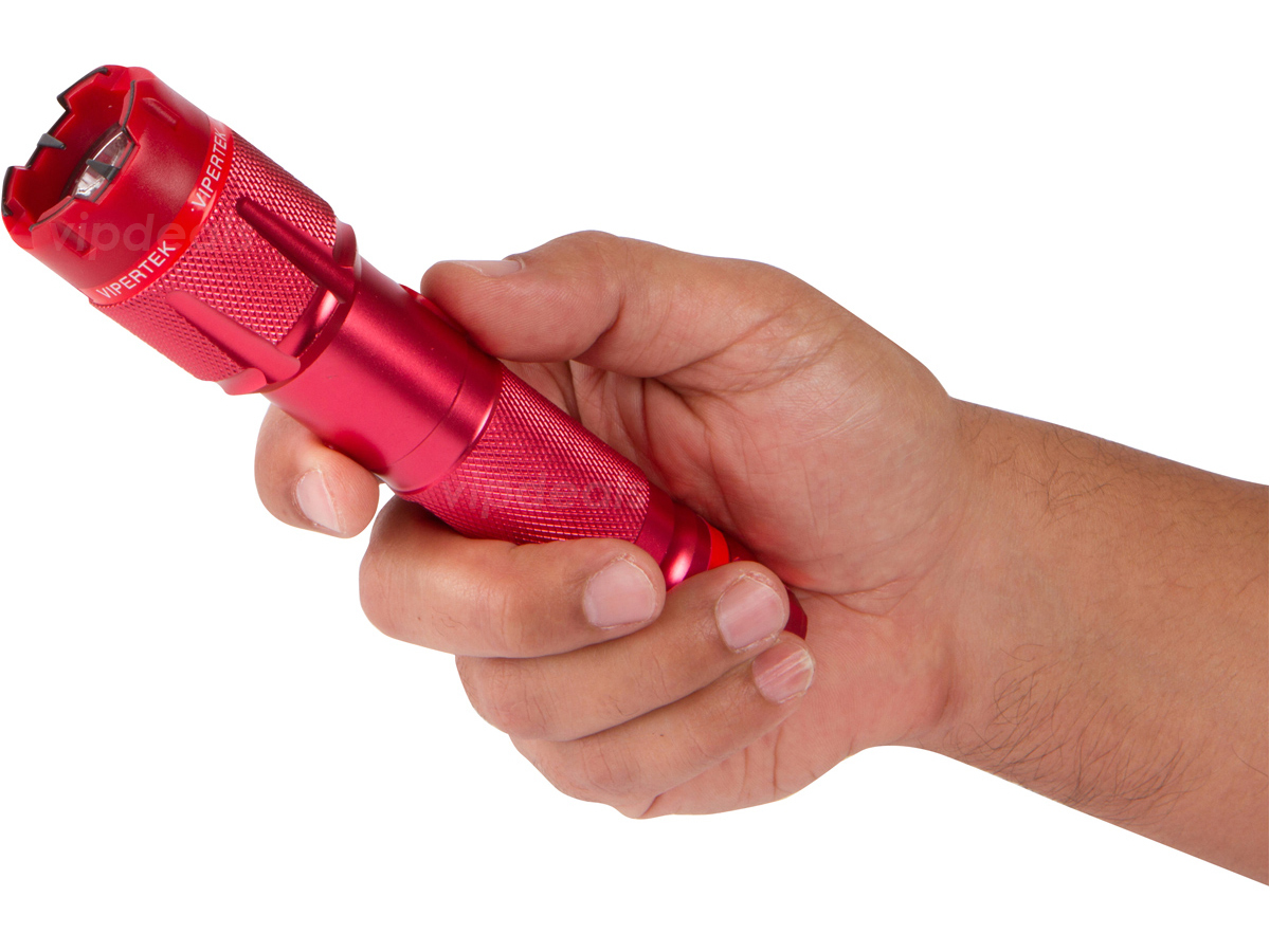 VIPERTEK Stun Gun VTS-T03 RED 500 BV Metal Rechargeable LED Flashlight