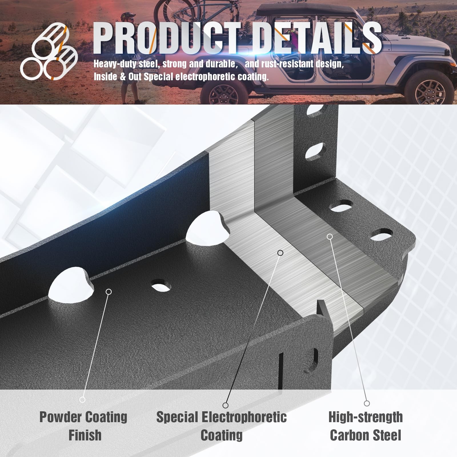 Black Winch Mount Plate 10x4.5 Bolt Pattern for 2007-2013 Silverado Sierra 1500