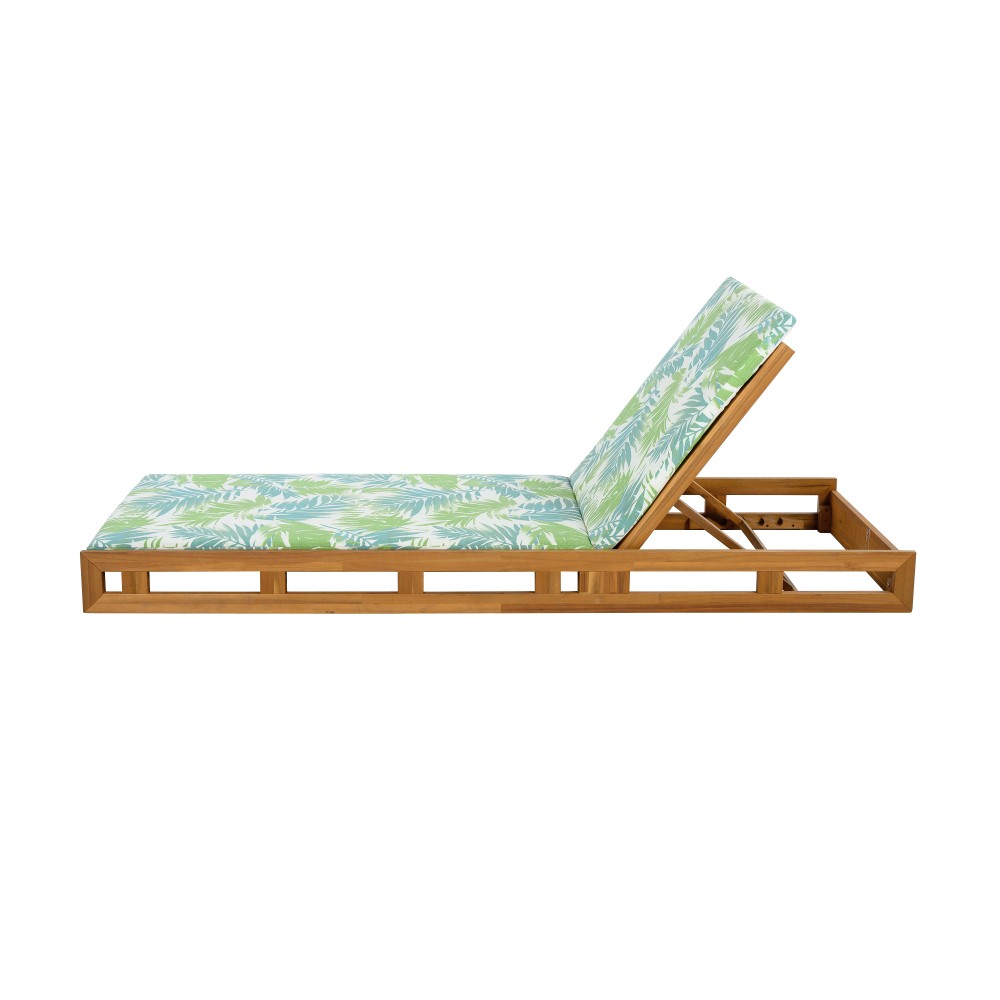 Outdoor Chaise Lounge w/ Adjustable Recliner & Water-Resistant Cushion for Patio