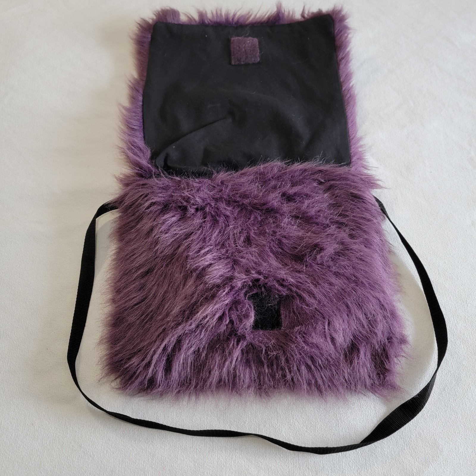 Vintage Y2K Faux Fur Punky Shoulder Bag Purple Medium Size for Women