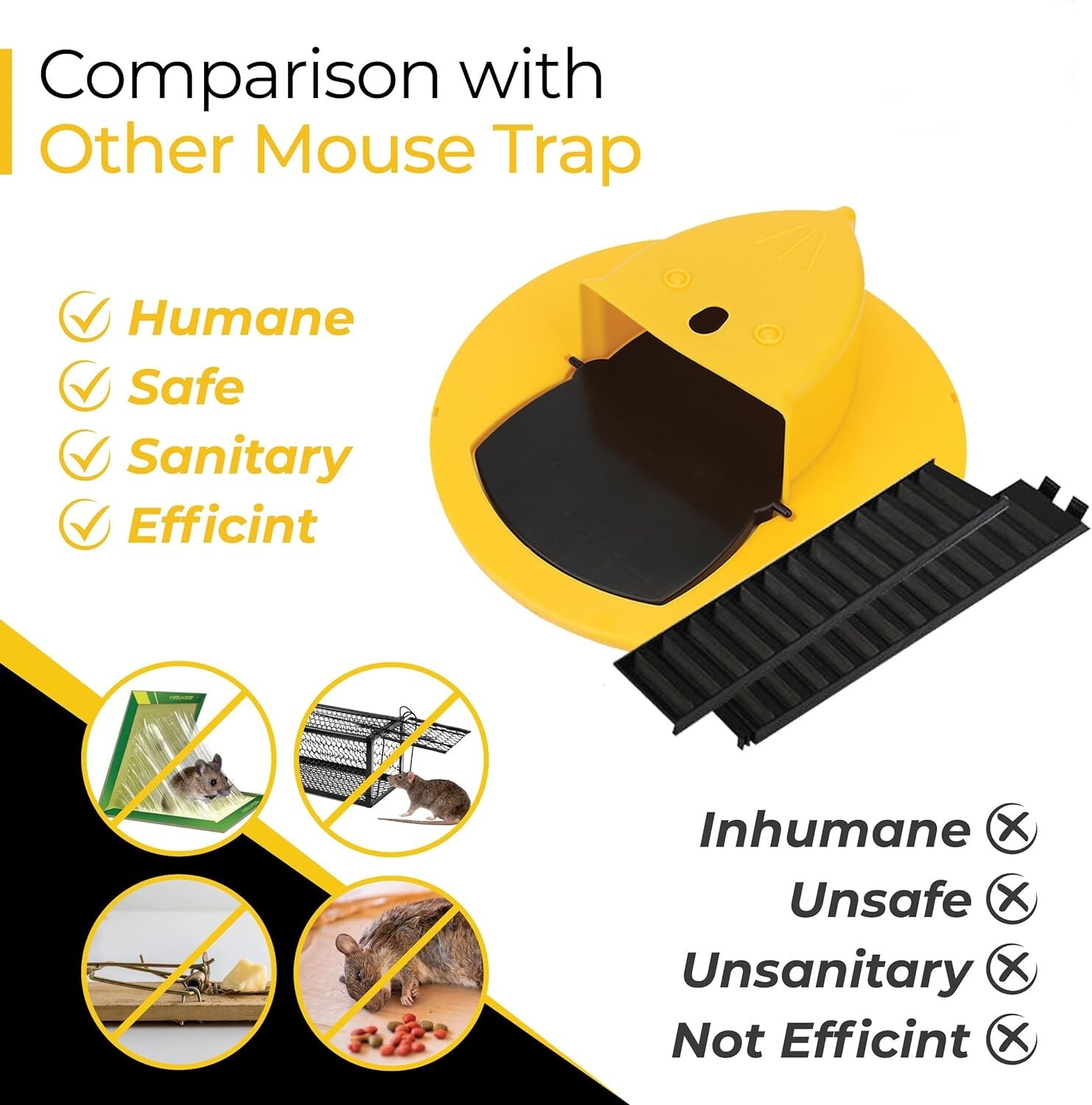 HUMANE Mouse-Rat-Rodent Trap "Flip & Slide" 5 Gallon Bucket Lid Multi Catcher