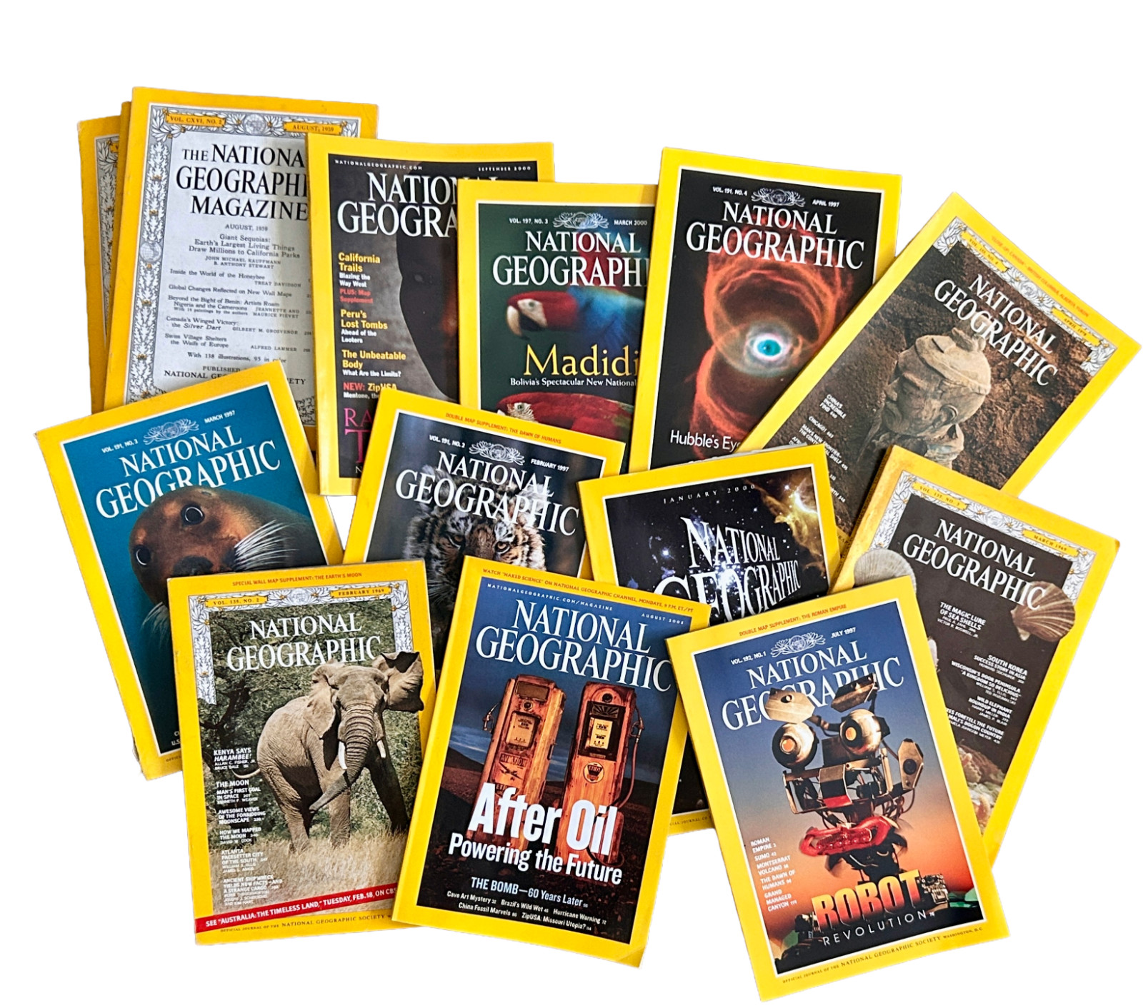 10 National Geographic Magazines Lot 1900-2010 No Dups Junk Journal Art Collage