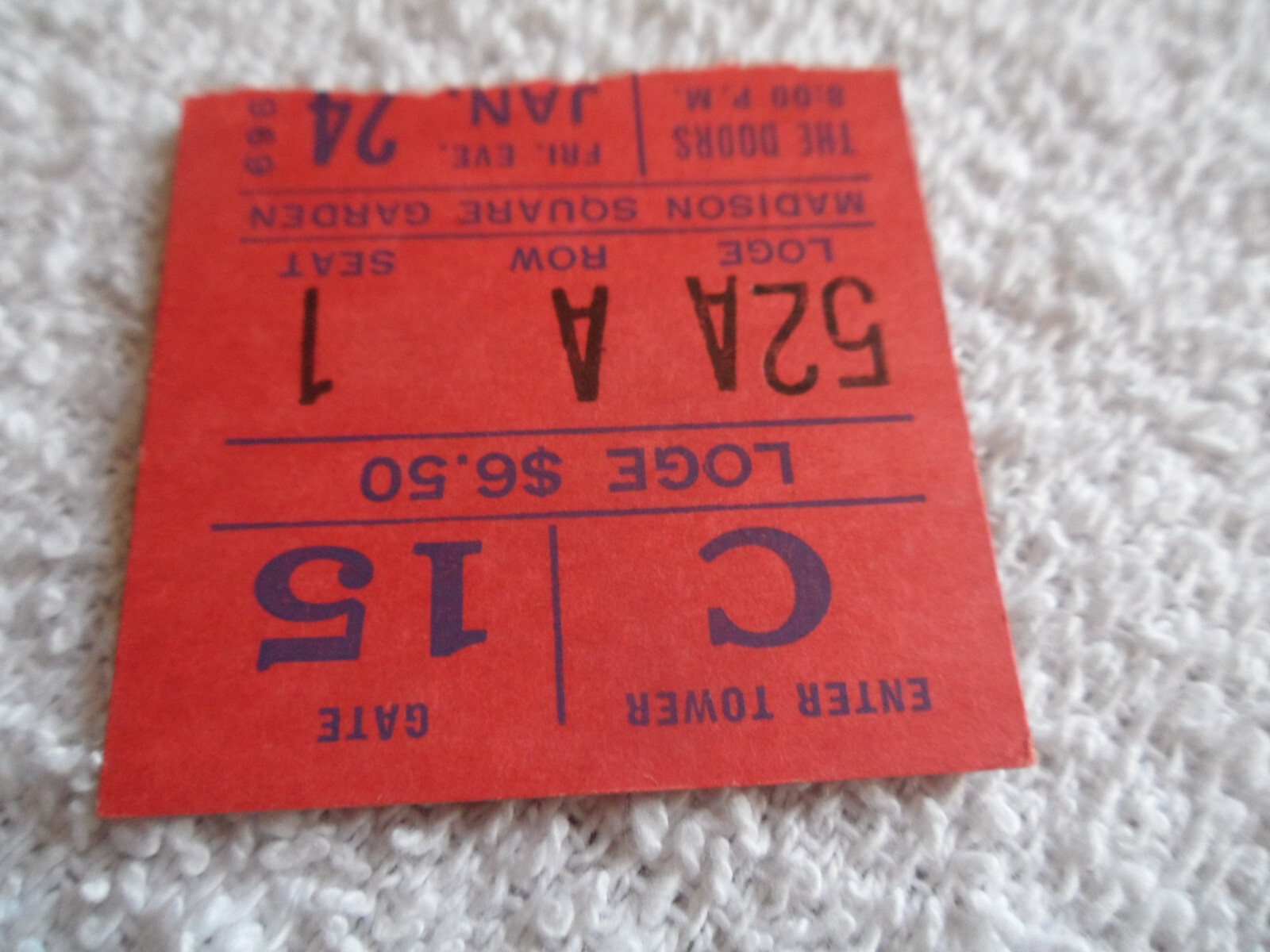 THE DOORS Original__1969__CONCERT TICKET STUB__Madison Square Garden__EX+
