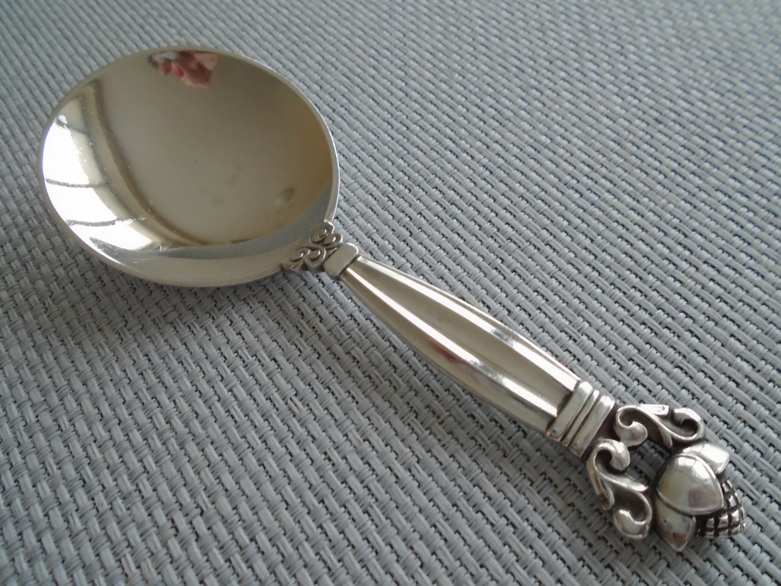 GEORG JENSEN ACORN STERLING ~ 1 SPOON 4 1/8"  SUGAR, CANDY, TEA CADDY, BABY