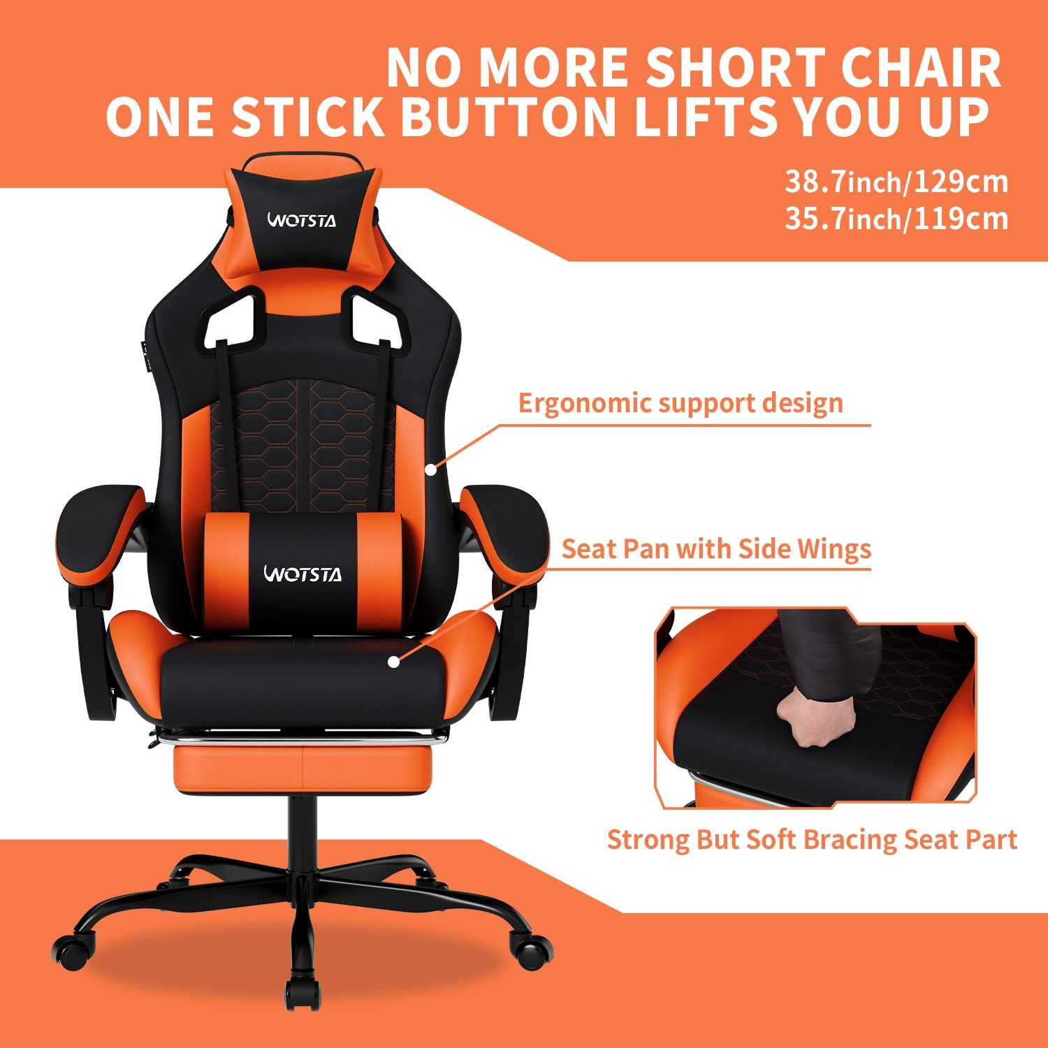 Gaming Chair with Massage,Ergonomic PC Computer Chair with Footrest Comfortable