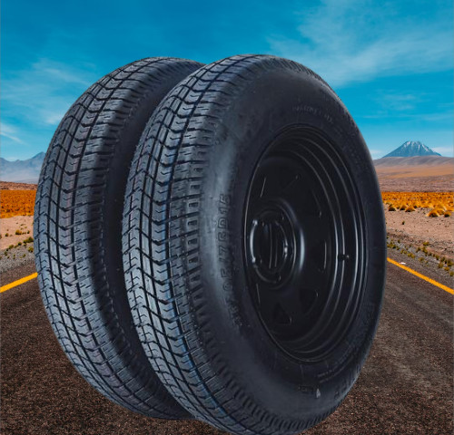 2 Pack ST175/80D13 Trailer Tires with 13" Rims 175/80 D 13 5 Lug on 4.5 Black