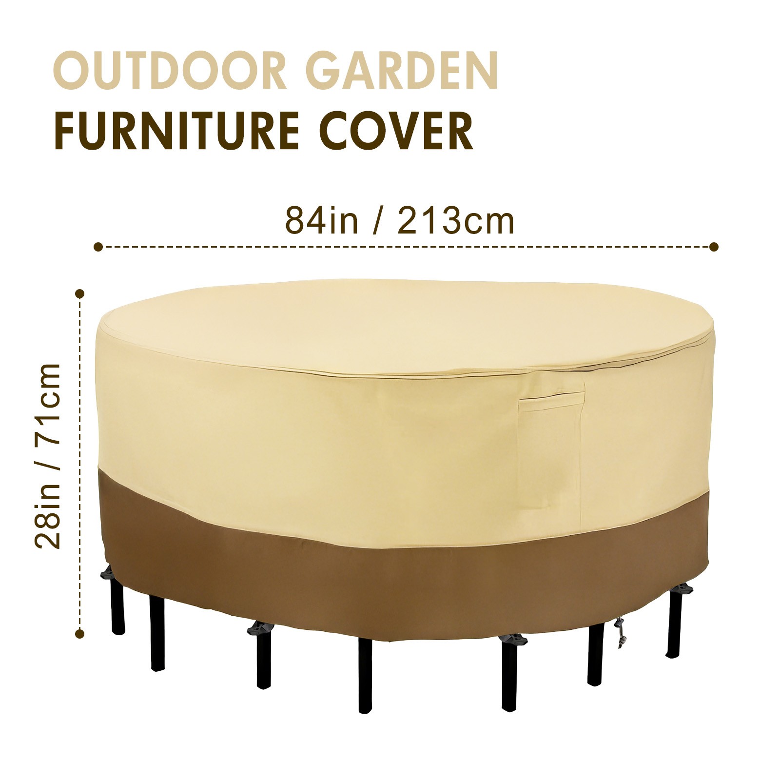 Outdoor Patio Round Furniture Cover Waterproof Windproof Table Chair Set Covers