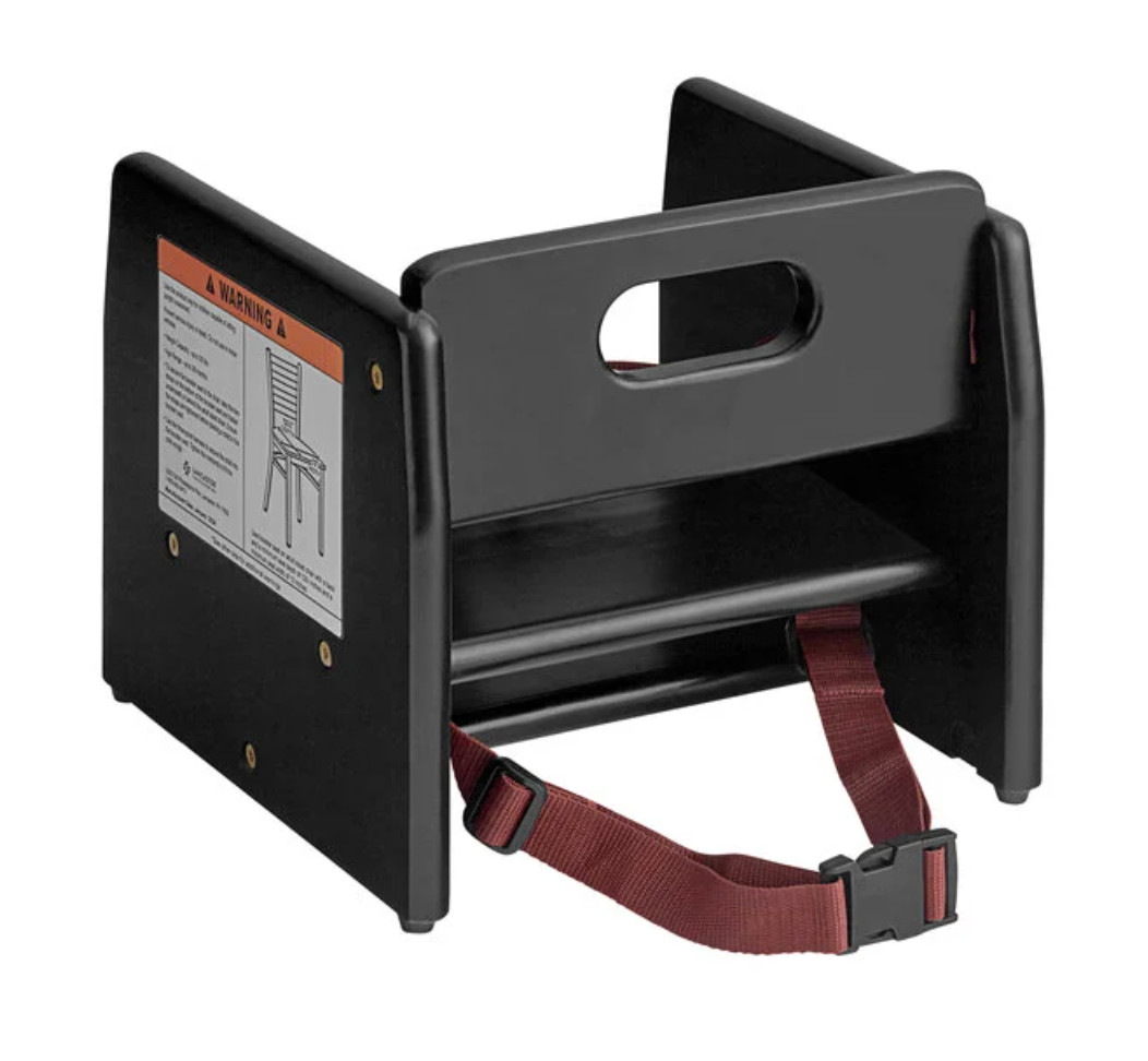 Restaurant Children Wooden Booster Seat in Black Finish - For Commercial Use