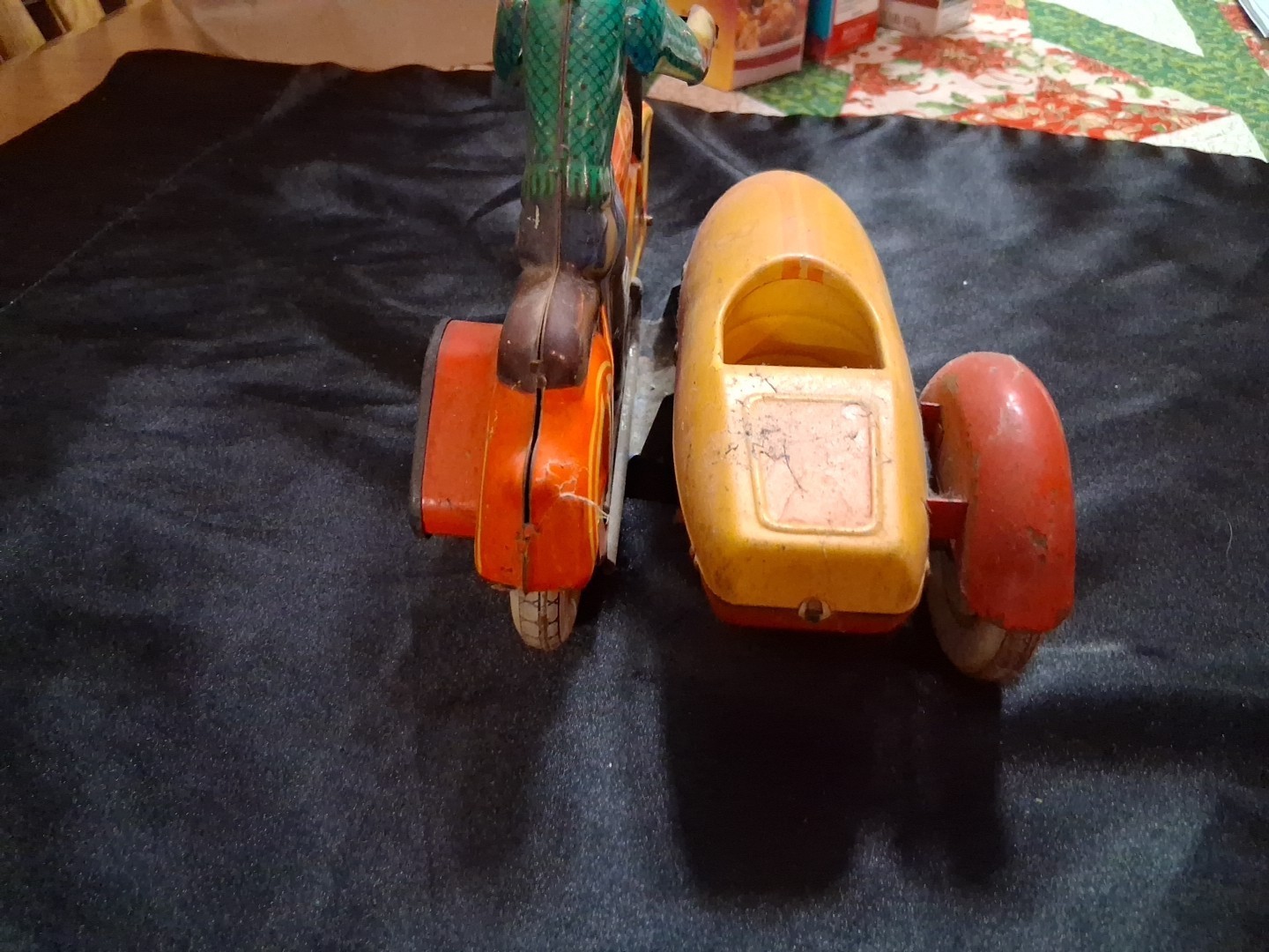 Rare 1960's Soviet Wind-Up Tin Motorcycle W/ Side Car, All Original Kiev Biker