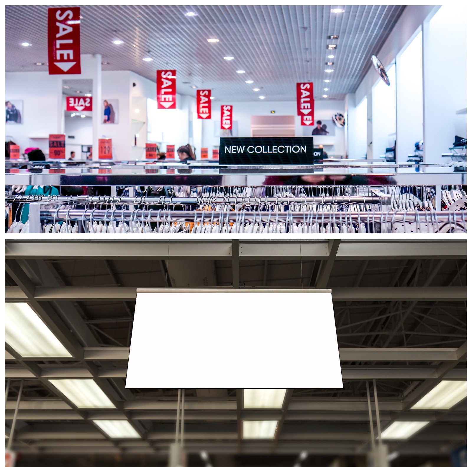 PVC Poster Hanger Rail Strip 50cm/20inch with Clips, 4 Set