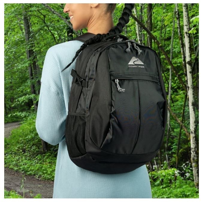 Ozark Trail Hiker Backpack 25 Liter, Black, Polyester, Adult, Teen