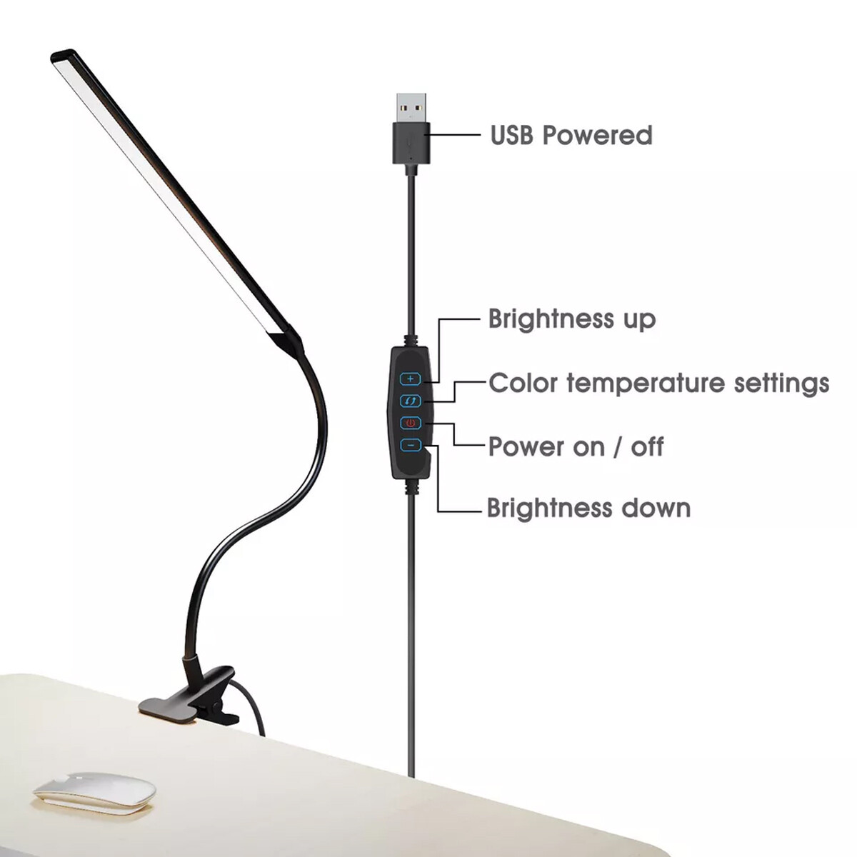 LED Desk Lamp Adjustable Swing Arm Lamp with Clamp Eye-Caring Reading Desk Light