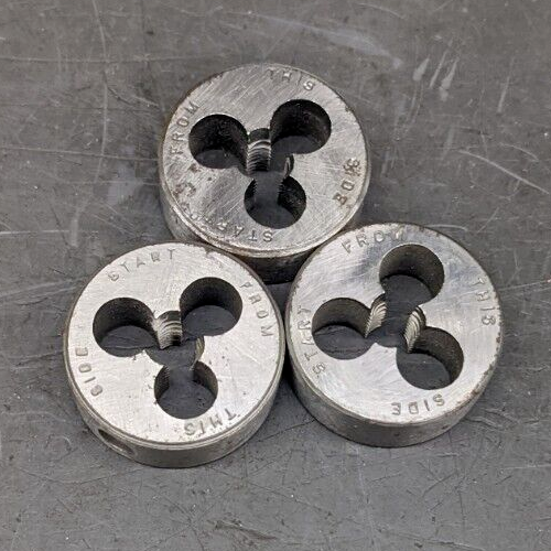 Three 12-28 NF Round Dies CS 1" OD Solid Die Carbon Steel NEW USA