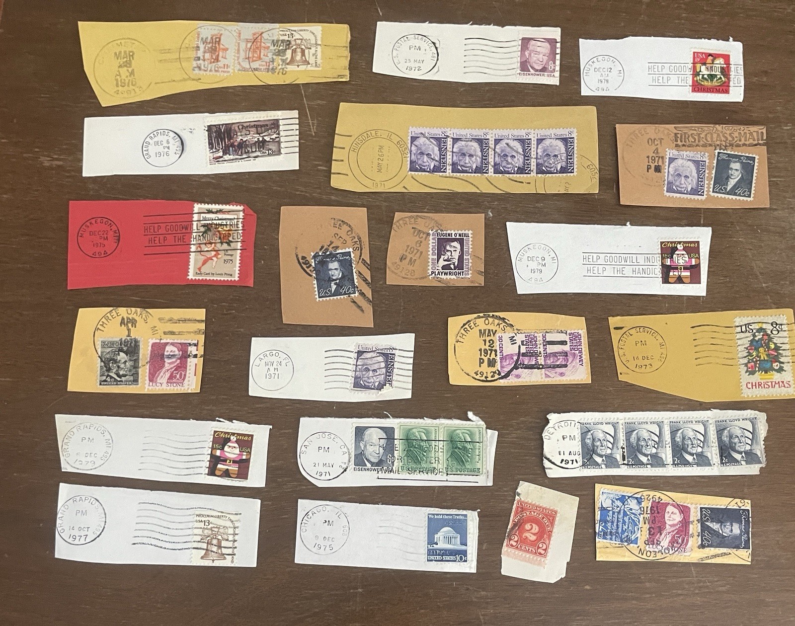 US Stamps Large Lot Postmarks Most On Paper Varying Years