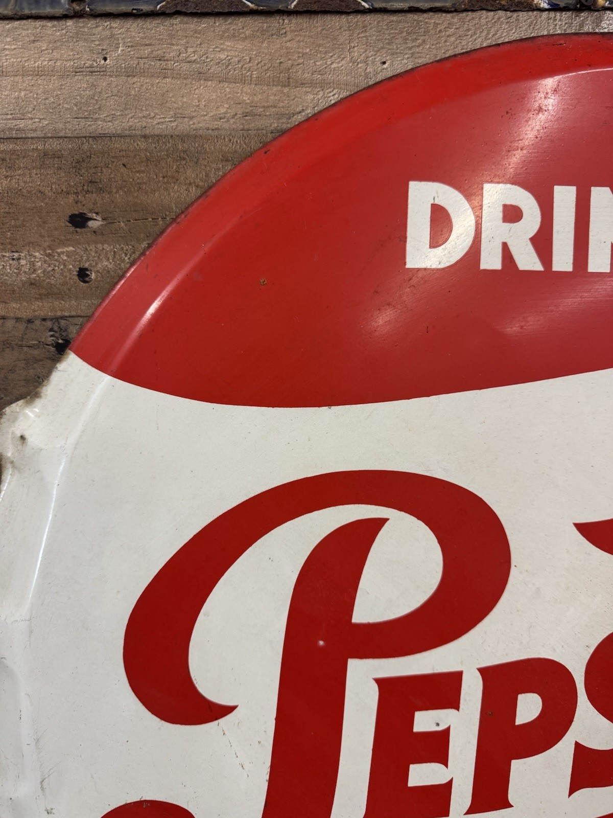 Original 30” Pepsi Bus Sign Metal Single Sided Pepsi Cap Sign