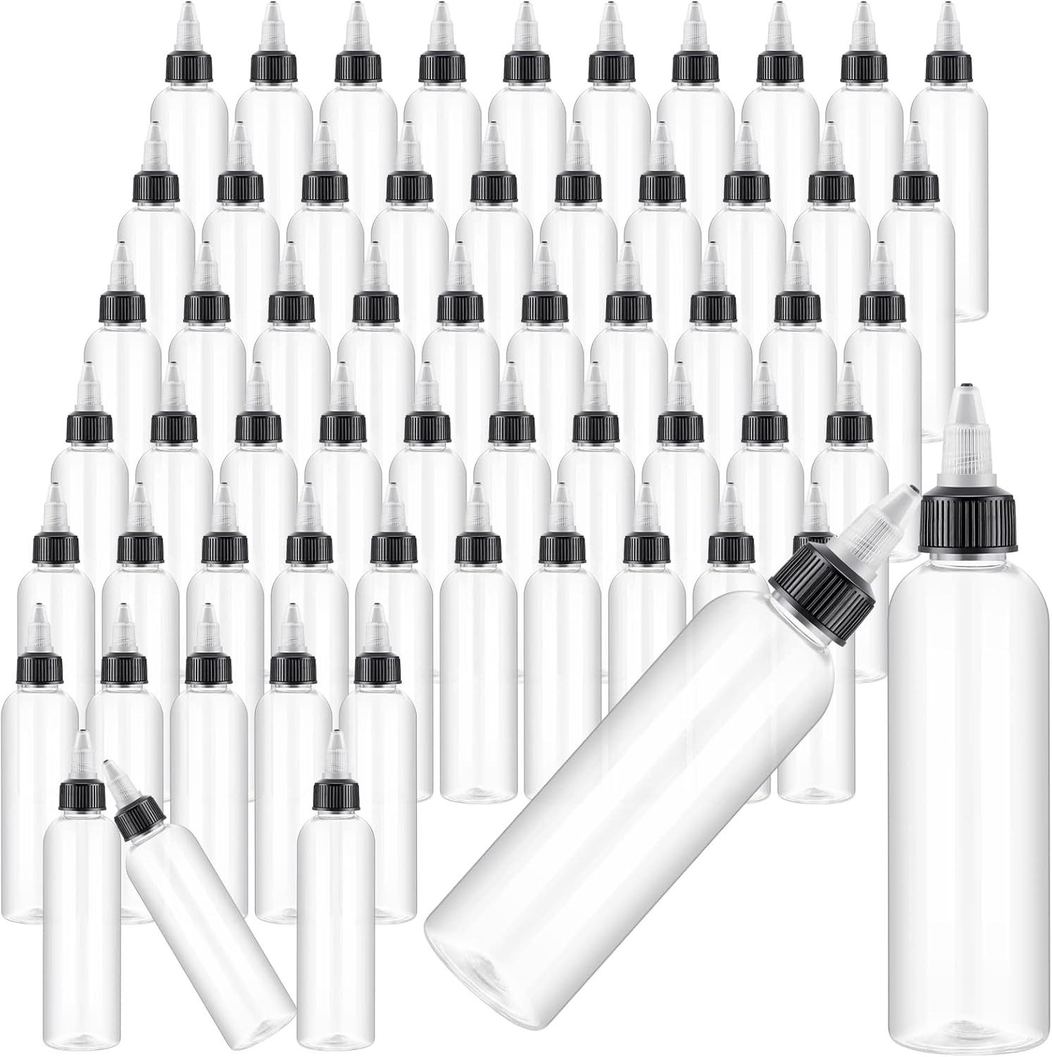 150 Pcs 4 Oz Plastic Squeeze Bottles with Twist Top Cap for Liquids