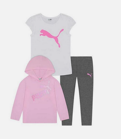 PUMA Girls' Youth 3-piece Set( GRAY PINK M 10/12)NWT