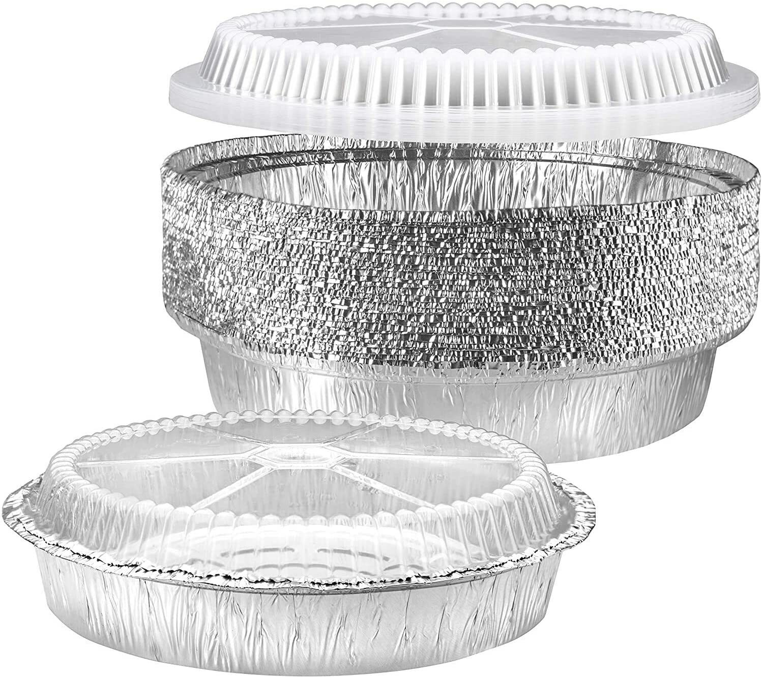 9" Round Aluminum Foil Pans With Plastic Dome Lids Baking Storage