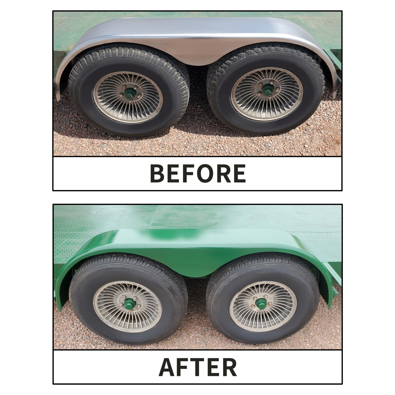 2PCS Tandem Round Trailer Axle Fender Cargo Tread Plate Teardrop 66"L 18"H 9"W