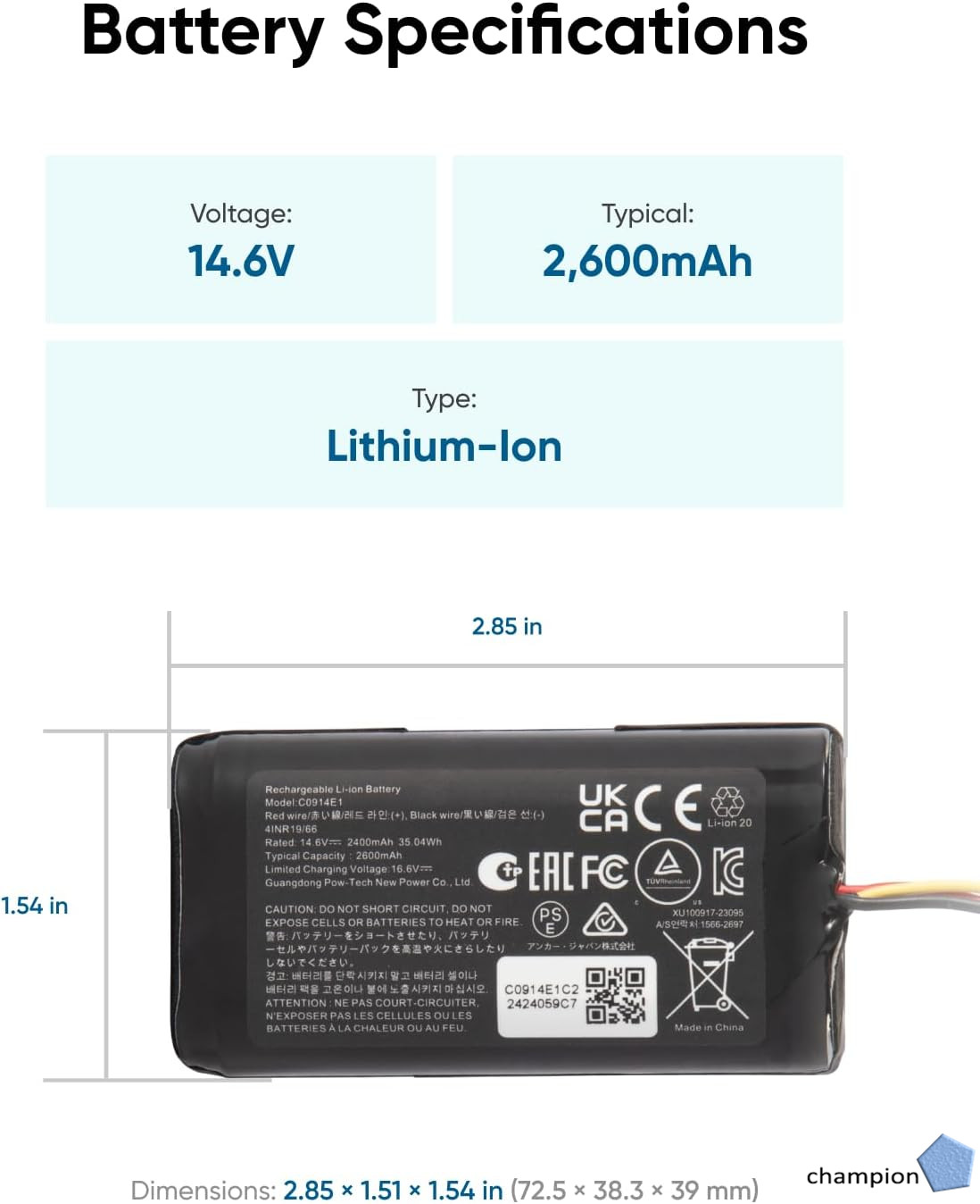 Battery For Eufy G40 G30 Series RoboVac 11 11S 15C MAX G10 Hybrid G20 G35 G35+