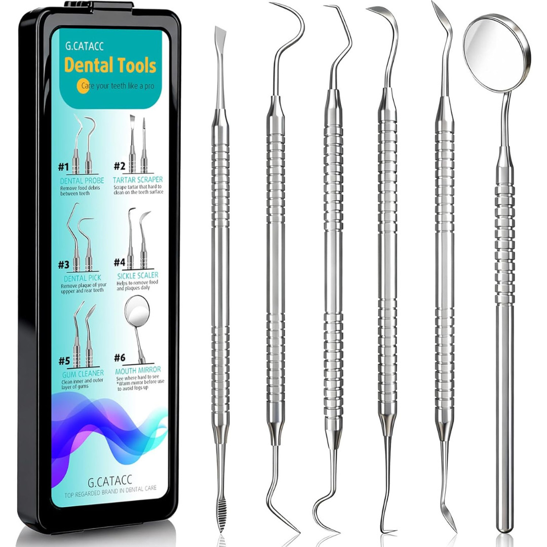 Dental Tools, Dental Pick for Teeth Cleaning, Stainless Steel Hygiene Kit with T