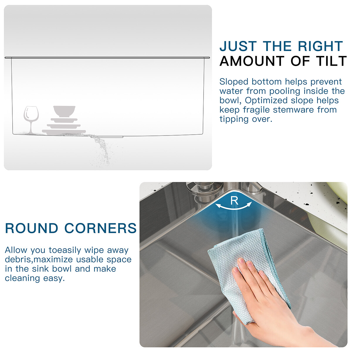 Silver Kitchen Sink Stainless Steel 28"/30"/32" Single Bowl Drop In Top Mount